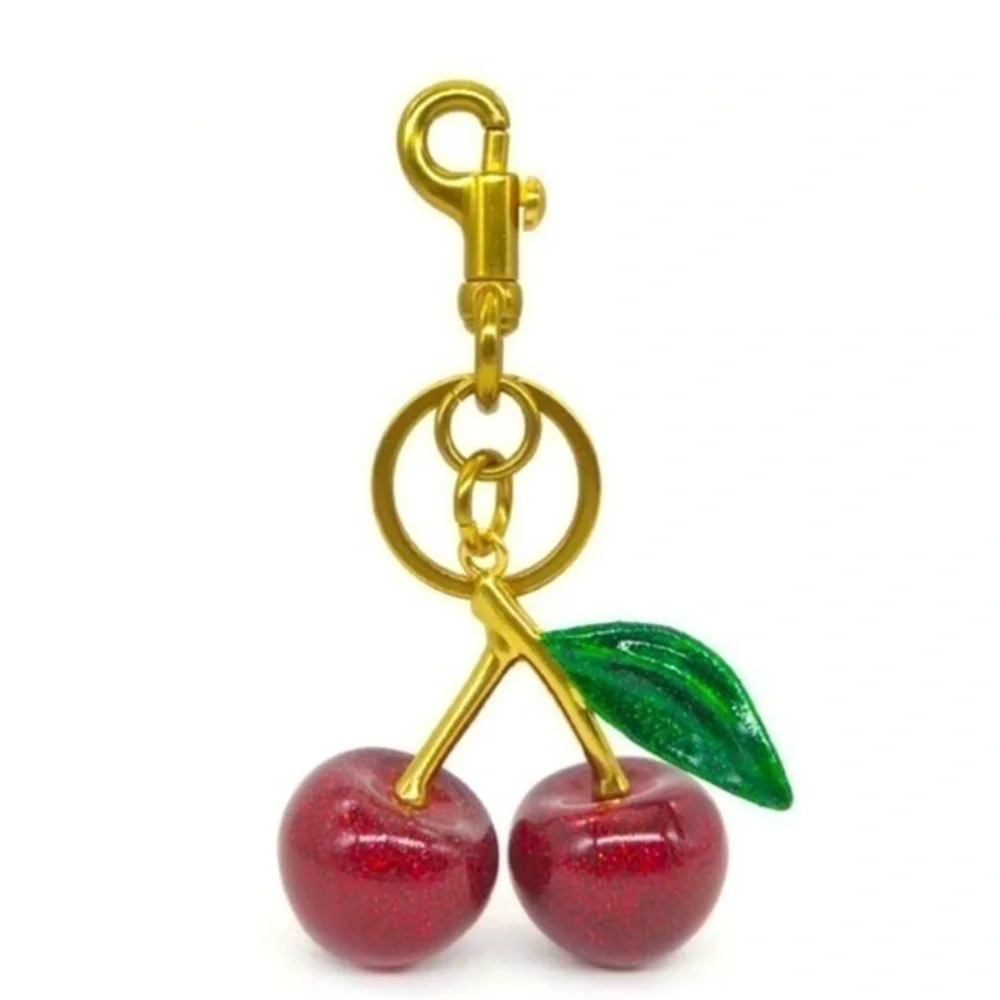 ✨NWT Sparkly Cherry 🍒 keychain C-closure pendant for designer purse wallet